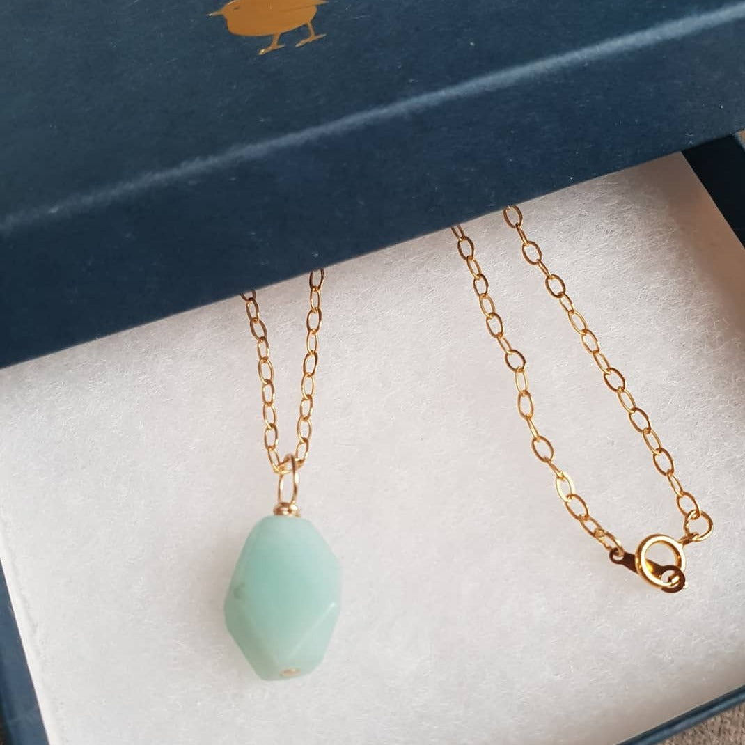 Amazonite Gold Chain Necklace