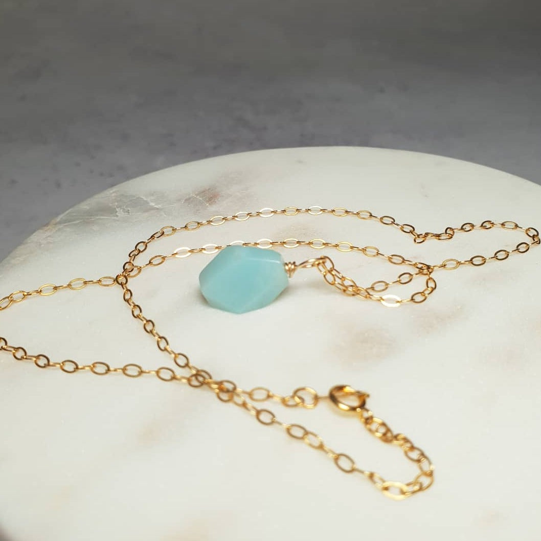 Amazonite Gold Chain Necklace