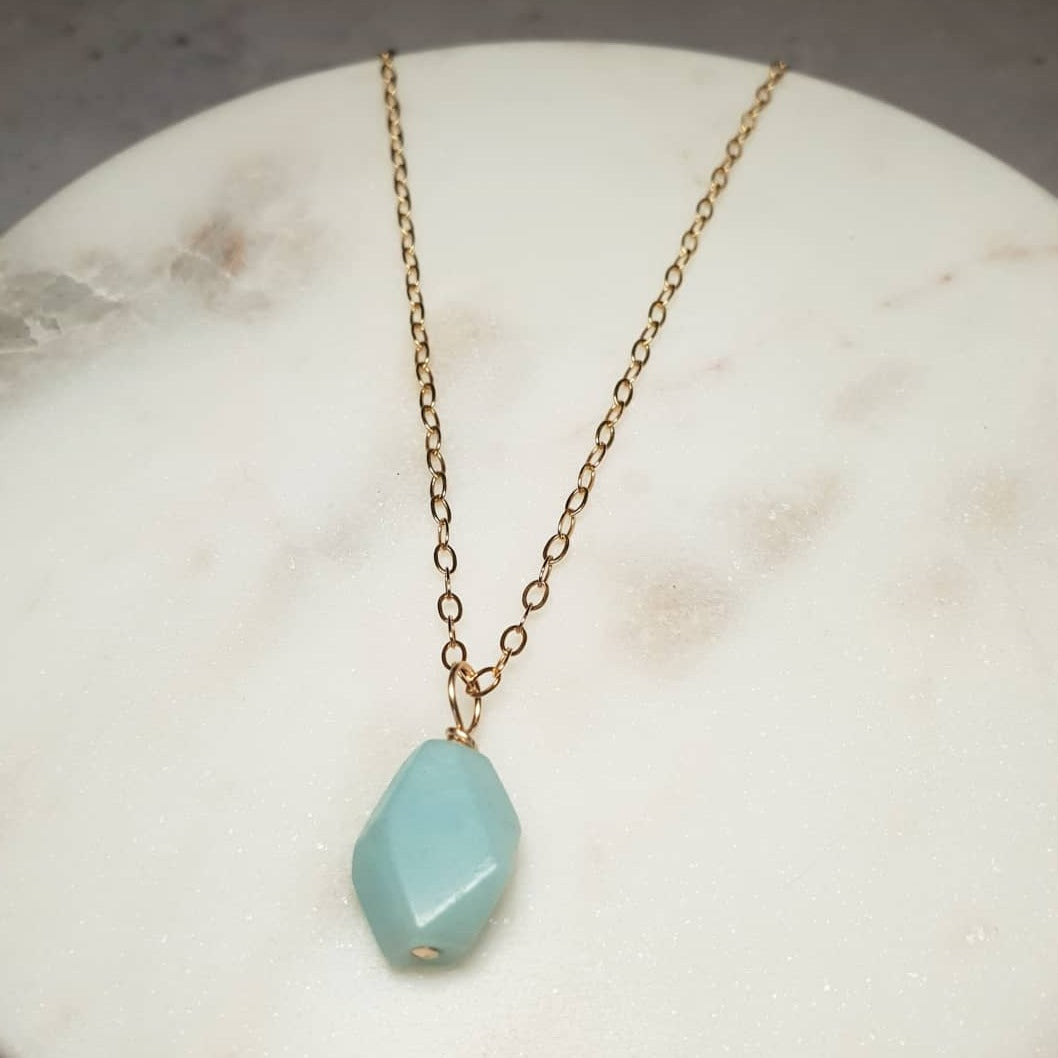 Amazonite Gold Chain Necklace