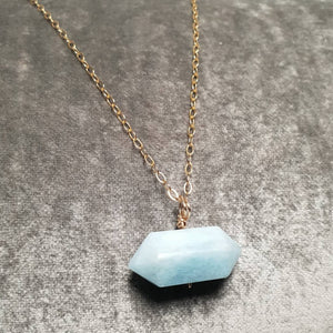 Aquamarine Gold Chain Necklace